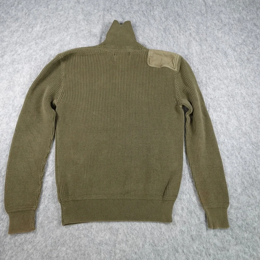 Polo Ralph Lauren Sweater Mens Medium Army Green Military Utility Chunky Shawl